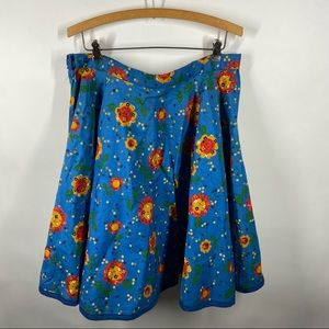 Vintage Cottagecore Large? Floral Print Square Dance Circle Skirt Rockabilly